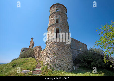 Il castello medievale di rovina, XI secolo, Grimaud-Village, Cote d'Azur, in Francia del Sud, Francia, Europa Foto Stock