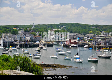 Barche ormeggiate al porto di Rockport, Rockport, Massachusetts, STATI UNITI D'AMERICA Foto Stock