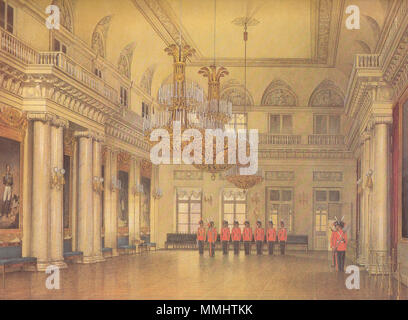 . Gli interni del palazzo d'inverno. Campo-maresciallo Hall . 1866. Eduard Hau (1807-1888) Descrizione German-Estonian pittore e incisore Data di nascita e morte 28 luglio 1807 (16 luglio 1807 nel calendario giuliano) 3 gennaio 1888 (22 dicembre 1887 nel calendario giuliano) Luogo di nascita e morte Tallinn Tartu in posizione di lavoro Tartu, Gatchina, San Pietroburgo Autorità controllo : Q7767 VIAF:?60286740 WGA:?HAU, Edward Petrovich GND:?134003721 RKD:?360496 FieldMarshall Hall Foto Stock