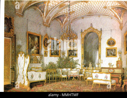 . Gli interni del palazzo d'inverno. Il white Drawing Room nel nord-ovest Risolite (Alexandra Fedorovna suite) . 1860s. Eduard Hau (1807-1888) Descrizione German-Estonian pittore e incisore Data di nascita e morte 28 luglio 1807 (16 luglio 1807 nel calendario giuliano) 3 gennaio 1888 (22 dicembre 1887 nel calendario giuliano) Luogo di nascita e morte Tallinn Tartu in posizione di lavoro Tartu, Gatchina, San Pietroburgo Autorità controllo : Q7767 VIAF: 60286740 WGA: HAU, Edward Petrovich GND: RKD 134003721: 360496 AlexFedorWhiteDrawingRoom Foto Stock