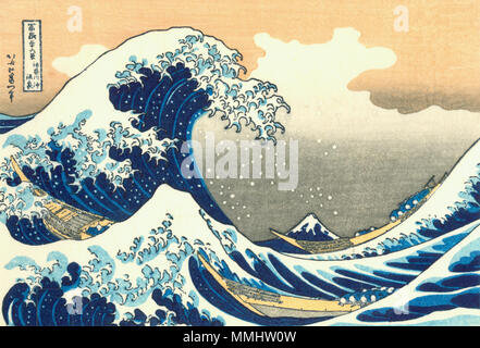 . Parte della serie trentasei vedute del Monte Fuji, n. 21. Giapponese: ???????? - Kanagawa oki nami ura la grande onda di Kanagawa off (letteralmente: "Sotto un'onda off Kanagawa'). Prima pubblicazione: circa 1830.. Hokusai21 grande-wave Foto Stock