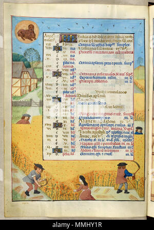 . Inglese: British Library blog vedere mese nel 2011 per i dettagli specifici sull'immagine . Il 18 novembre 2010. artisti sconosciuti, 1480s altri 26 18851, f. 4v pagina del calendario per il mese di luglio Foto Stock