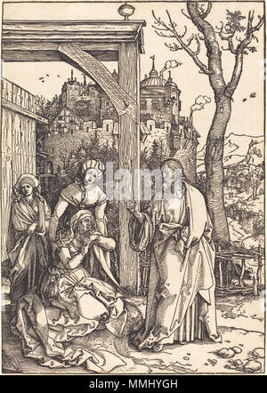 R-20101130-0061.jpg Albrecht Dürer (tedesco, 1471 - 1528 ), Cristo il congedo da sua madre, c. 1504/1505, xilografia, Rosenwald Collection Albrecht Dürer - Cristo Congedo dalla sua madre (NGA 1943.3.3591]) Foto Stock