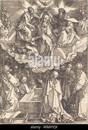 R-20101201-0041.jpg Albrecht Dürer (tedesco, 1471 - 1528 ), di assunzione e Incoronazione della Vergine, 1510, xilografia, Rosenwald Collection Albrecht Dürer - Assunzione e Incoronazione della Vergine (NGA 1943.3.3631) Foto Stock