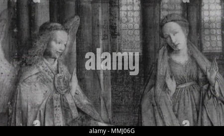 . Inglese: Underdrawing dall Annunciazione - Jan van Eyck - 1434 Català: Dibuix sottostante dels personatges de l'Anunciació de Washington de Jan van Eyck (1434-36), su s'observa l'acurat detall del dibuix de preparació fet per l'autor. . Tra 1434 e 1436. Jan van Eyck (circa 1390-1441) nomi alternativi Jean van Eyck, Johannes van Eyck Descrizione pittore fiammingo, disegnatore e illuminatore manoscritto Data di nascita e morte circa 1390 prima del 9 giugno 1441 Luogo di nascita e morte Maaseik Bruges la posizione di lavoro dell'Aia (1422), Bruges (1425), Lille (1425-1428), Bruges (1431-1441) Aut Foto Stock