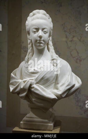 L'arciduchessa Maria Antonietta di Francia. Busto in marmo da scultore francese Jean-Baptiste Lemoyne (1771) sul display del Kunsthistorisches Museum di Vienna, Austria. Foto Stock