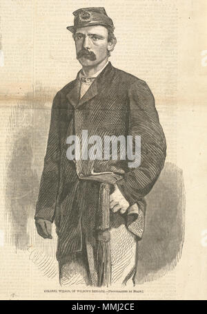 . Inglese: nome file: 10 09 000173 Titolo: Colonnello William Wilson, di Wilson della brigata di combattimento, da Harper's Weekly, 11 maggio 1861 creatore/collaboratore: Omero, Winslow, 1836-1910 (artista) Data di pubblicazione: 1861-05-11 Descrizione fisica: 1 stampa : incisione su legno Genere: incisioni su legno; illustrazioni periodiche note: Pubblicato in: Harper's settimanale, Volume V, n. 228, 11 maggio 1861, p. 289.; fotografato da Brady. Collezione: Winslow Homer posizione raccolta: Boston Public Library, reparto di stampa diritti: No restrizioni note Flickr dati su 2011-08-11: Fotocamera: Sinar AG Sinarback 54 FW, Sinar m Tag Foto Stock