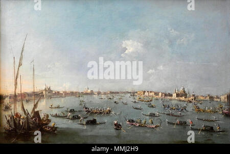 Italiano: Regata sul grande della Giudecca. Tra il 1784 e il 1789. Francesco Guardi Regata Foto Stock