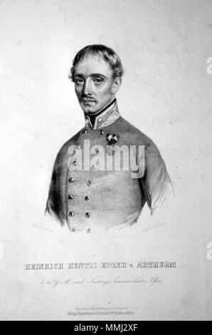 . Deutsch: Heinrich Hentzi von Arthurm (1785-1849), k. k. Generalmajor. 1849 Verteidiger von Budapest. Lithographie von Adolf Dauthage, ca.1850 . circa 1850. Adolf Dauthage (1825-1883) Heinrich Hentzi Dauthage Litho Foto Stock