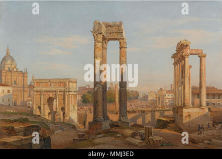 . Deutsch: "Blick auf das Forum in Rom', 1845 von Salomon Corrodi (1810-1892) inglese: 'Vista al Forum Romanum' da Salomon Corrodi (1810-1892) . 1845. Blick auf das Forum Romanum - Salomon Corrodi Foto Stock