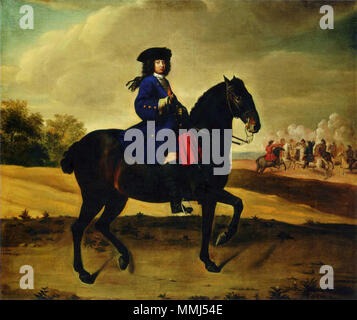 Inglese: Friedrich Wilhelm I come principe della corona di Prussia su un cavallo Schlobitten . 1706. Friedrich Wilhelm I (Leygebe) Foto Stock