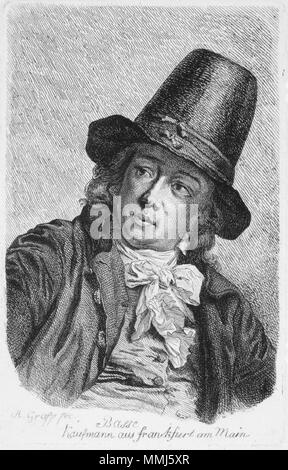 . Inglese: Dettmar basse (1764 - 1836), commerciante a Francoforte sul Meno la piastra di attacco: 18,7 x 11,8 cm circa 1792 Dettmar basse (1764 - 1836), commerciante in Frankfurt-am-Main Dettmar basse (1764 - 1836) da Anton Graff (1736 - 1813) Foto Stock
