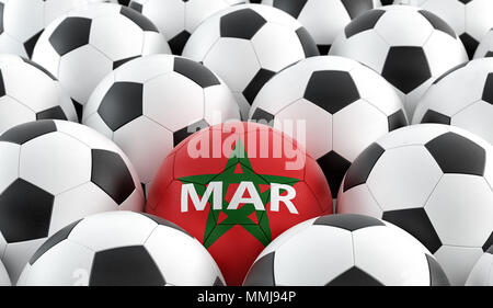Pallone da calcio in Marocco i colori nazionali - il rendering 3D Foto Stock