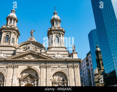 Cattedrale Metropolitana, Plaza de Armas, Santiago del Cile, Sud America Foto Stock