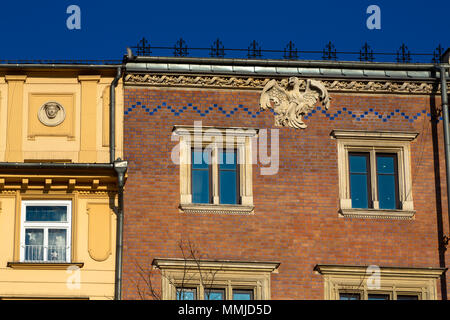 Cracovia in Polonia - 16 dicembre 2016. Dettagli di architettura a Cracovia Centro, Polonia Foto Stock