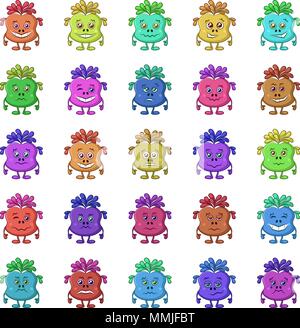 Cartoon mostri Smilies impostato Illustrazione Vettoriale