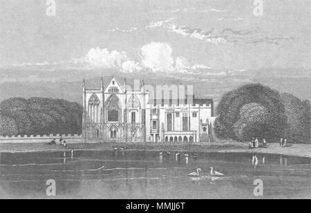 La Newstead Abbey. ex casa di Lord Byron. DUGDALE c1840 antica stampa Foto Stock
