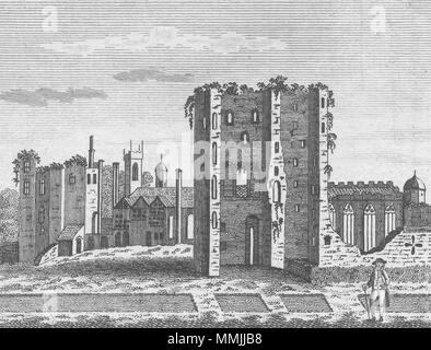 ASHBY. Ashby Zouch Castle, Leics. Jones 1829 antica vintage delle immagini di stampa Foto Stock