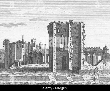 ASHBY. Ashby Zouch Castle, Leics. Jones 1829 antica vintage delle immagini di stampa Foto Stock