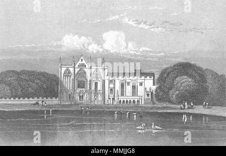 La Newstead Abbey. ex casa di Lord Byron. DUGDALE c1840 antica stampa Foto Stock