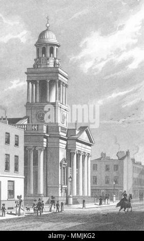 MARYLEBONE. Cappella facilità, Stafford St Rd 1827 antica vintage delle immagini di stampa Foto Stock