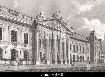 La East India House, Londra. Antiquariato stampa inciso 1817 vecchio Foto Stock