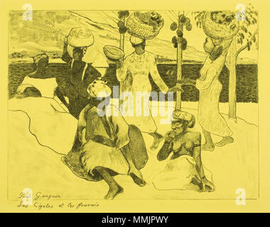 Français : Suite Volpini : Les Cigales et les Fourmis, Souvenir de la Martinique Català: Suite Volpini: Les Cigales i les formigues, Record de la Martinica inglese: Volpini Suite: Le cavallette e le formiche, una memoria della Martinica . 1889. Gauguin - Suite Volpini K05ab Foto Stock