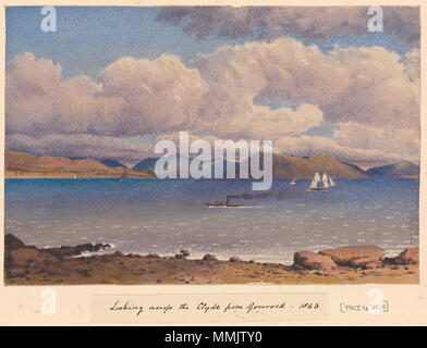 . Inglese: "guardando attraverso il Clyde da Gourock, 1843" [Scozia]. . 1843. Admiral Edward Gennys Fanshawe (27 novembre 1814 - 21 ottobre 1906). Edward Gennys Fanshawe, guardando attraverso il Clyde da Gourock, 1843 (Scozia) Foto Stock