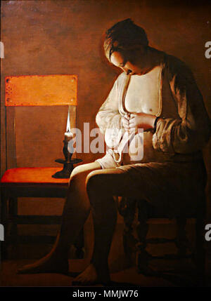 Femme à la puce, Georges de la Tour Foto Stock