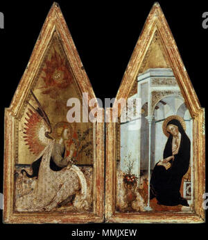 . Dittico Annunciazione. circa 1383. 23 Andrea di Bartolo per il dittico Annunciazione c. 1383 Museo di Belle Arti di Budapest Foto Stock