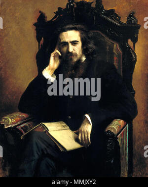 . Afrikaans: Portret van filosoof Wladimir Solowjov, deur Iwan Kramskoi inglese: Portarait del filosofo Vladimir Soloviev Русский: Портрет философа Владимира Соловьёва работы Ивана Крамского Цифровая репродукция этой картины находится в интернет-галерее http://gallerix.ru Vladimir-Solovyov Foto Stock