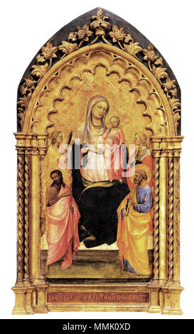 . Inglese: Lorenzo Monaco, Madonna con Bambino in trono, san Giovanni Battista e Santa Caterina d'Alessandria, san Pietro e una santa, 1408, Galleria dell'Accademia, Firenze . Il 25 luglio 2010, 19:43:13. 16 3aLorenzo Monaco, Madonna con Bambino in trono, san Giovanni Battista e Santa Caterina d'Alessandria, san Pietro e una santa, 1408, Galleria dell'Accademia, Firenze Foto Stock