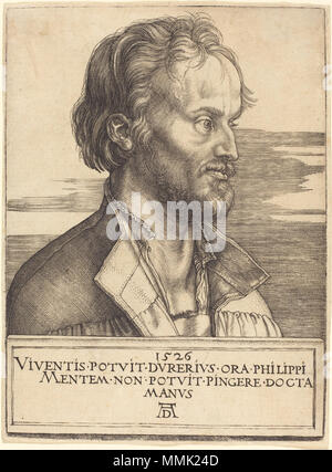R-20101022-0002.jpg Albrecht Dürer (tedesco, 1471 - 1528 ), Filippo Melantone, 1526, incisione, Rosenwald Collection Albrecht Dürer - Filippo Melantone (NGA 1943.3.3552) Foto Stock