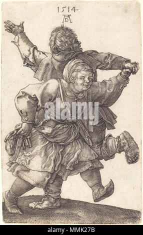 R-20101022-0063.jpg Albrecht Dürer (tedesco, 1471 - 1528 ), contadino coppia danzante, 1514, incisione, Rosenwald Collection Albrecht Dürer - Contadino coppia danzante (NGA 1943.3.3529) Foto Stock