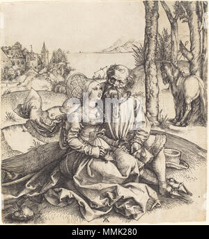 R-20101022-0077.jpg Albrecht Dürer (tedesco, 1471 - 1528 ), il Ill-Assorted giovane, 1495/1496, incisione, Rosenwald Collection Albrecht Dürer - Il Ill-Assorted giovane (NGA 1943.3.3454) Foto Stock