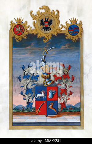 Adelsdiplom - Müller 1816 - Wappen Foto Stock