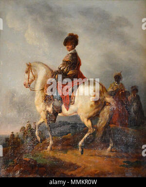 Français : Cavalier sur onu Cheval blanc . 1776. Cavalier sur onu Cheval blanc - Francesco Casanova - Q18573832 Foto Stock