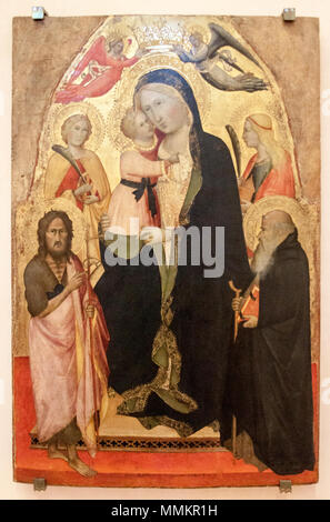 Madonna col Bambino tra è santi Giovanni Battista, Katerina d'Alessandria, Antonio abate, Maria Maddalena e a causa angeli. Tra il 1380 e il 1385. Agnolo Gaddi, Madonna, 2016-05-07 Foto Stock