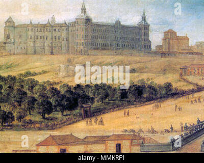 . Vista del Alcázar de Madrid (detalle) . Il XVII secolo. Felix Castello (1595-1651) nomi alternativi Félix Castello; Felix Castello; Felix Castelo Descrizione pittore spagnolo artista spagnolo Data di nascita e morte 1595 1651 Luogo di nascita e morte Madrid Madrid competente controllo : Q5442161 VIAF: 305233137 ULAN: 500124996 GND: 1023567431 BNE: XX1572635 RKD: 15856 33 Alcazar de Madrid siglo XVII Foto Stock