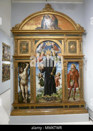 . Localizzazione o posizione del fotografo Italia > Brescia > Via dei Musei, 81/b Polittico di San Nicola da Tolentino Deutsch: Gemälde der Pinacoteca Tosio Martinengo im Museo di Santa Giulia (3. OG) (temporär) Museo di Santa Giulia istituzione madre Musei Civici di posizione di Brescia Brescia coordinate 45° 32' 22.7" N, 10° 13' 43.93" E STABILITO 1998 Pagina Web autorità http://www.bresciamusei.com/ controllo : Q3868183 Tosio Martinengo Gallery nome nativo Pinacoteca Tosio Martinengo istituto principale Musei Civici di posizione di Brescia Brescia, Italia coordinate 45° 32 Foto Stock