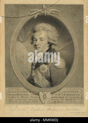 . Саундерс Жозеф. Портрет директора императорских театров Александра Львовича Нарышкина Provenienza: Cyrille et Vera Narychkine, rotocalcografia située dans le boudoir et le Grand Salon de la Villa Narischkine à Biarritz . Il XVIII secolo. ???????? ????? 36 Alexandr Lvovich Naryshkin 02 Foto Stock
