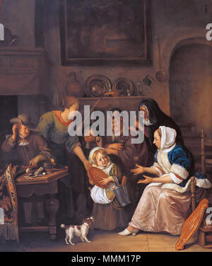 Het Sint Nicolaasfeest la festa di San Nicola. Tra il 1670 e il 1675. La festa di San Nicola di Jan Steen Foto Stock