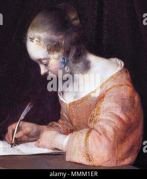 De briefschrijfster donna scrivendo una lettera.. circa 1655 (1650-1659). Gerard ter Borch d. J. 001 (ritagliate) Foto Stock