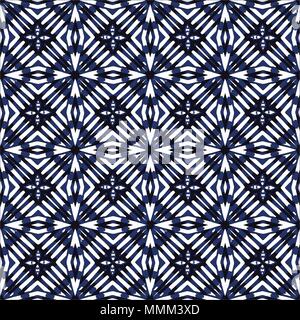 Arte digitale tecnica moderna geometrica modello senza cuciture in colori freddi e sfondo bianco. Illustrazione Vettoriale