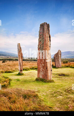 Machrie Moor 2 cerchio di pietra, 4000 anno vecchio monumento megalitico sull'isola di Arran, North Ayrshire, in Scozia. Foto Stock