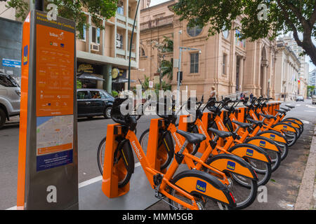 Noleggio biciclette stazione nella città di Porto Alegre, Porto Alegre, Rio Grande do Sul, Brasile, America Latina Foto Stock