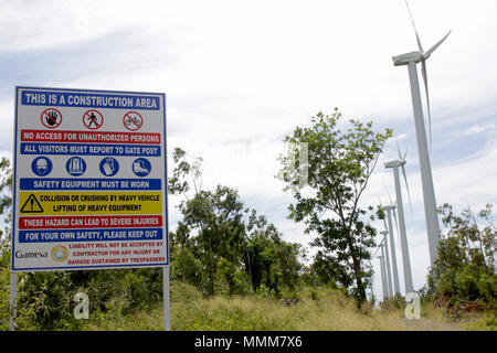 La première éolienne centrale à Bras d'Eau Foto Stock