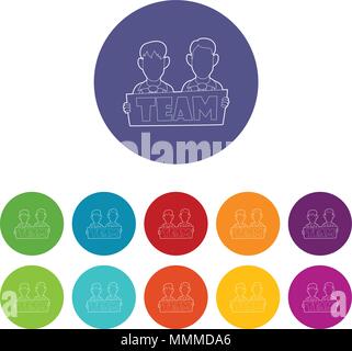 Imprenditori tenendo premuto segno bordo con Team icona word Illustrazione Vettoriale
