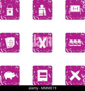 Lavoratore educativo set di icone, stile grunge Illustrazione Vettoriale