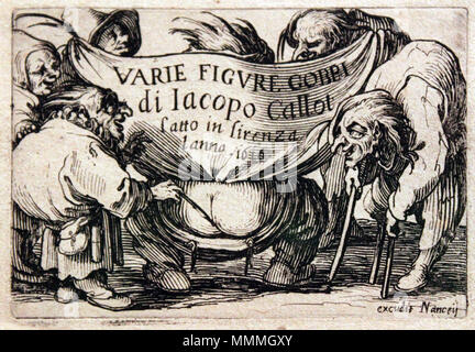 . Inglese: of figura Gobbi: serie di incisioni 21: Frontespizio Deutsch: of figura Gobbi; Folge von 21 Radierungen, hier: Titelblatt . 1616. Jacques Callot (1592-1635) Descrizione incisore francese, disegnatore e incisore Data di nascita e morte tra il 25 marzo 1592 e 21 Agosto 1592 25 marzo 1635 Luogo di nascita e morte Nancy Nancy sede di lavoro Nancy, Firenze, Torino, Roma, Breda, Bruxelles, Parigi competente controllo : Q460124 VIAF:?ISNI 19687783:?0000 0001 2122 9857 *** ULAN:?500021688 LCCN:?n50032190 NLA:?35024962 WorldCat 1620 Callot of figura Gobbi anagoria Foto Stock